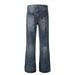 Men's Clothing Retro Style High End Washed Blue Street Trend Lightning Pattern Design Men's Slim Fit Flared Jeans_mkmklike.com