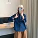Chicco Spring And Autumn Style Atmosphere Washed Denim Jacket For Women Korean Hidden Button Turn-down Collar Fashionable_mkmklike.com