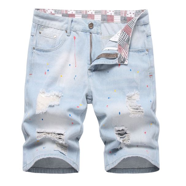 "Men's Slim Fit Denim Shorts – Mid Waist Casual Summer Shorts With Five-Pocket Design (Sizes 28-42, Blue/Black/Light Blue)"_mkmklike.com
