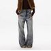 Unisex Distressed Slim Fit Wide Leg Jeans High Waisted Retro Straight Leg Cotton Pants For Autumn/Winter Casual Style_mkmklike.com