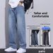 Retro Elastic Denim Loose Straight Faionable Mid Waist Zipper Fly High Rise Effectiven Men's Jeans_mkmklike.com