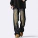 Men's Clothing Loose Dark Blue Straight Pants Washed Old Wide Leg Trousers Trend_mkmklike.com