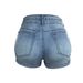 European Style Plus Size Women's High Waist Denim Shorts Elastic Fashion Summer Slimming Hole Design Cotton Shorts_mkmklike.com
