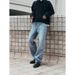 Vintage Washed Light Blue Pearl Jeans For Men - Classic Straight Leg Design With Retro Style & Comfortable Polyester Fabric_mkmklike.com