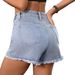 Women's Clothing Summer Washed Distressed Studded Beaded Slimming Denim Shorts Style Fashionable Women's Clothing_mkmklike.com