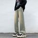 Nordmann Yellow Mud Color Jeans Men's Autumn And Winter Falling Loose Wide Leg Casual High Street Trend Retro Washed Straight-leg_mkmklike.com