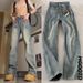 Retro Blue American High Street Jeans For Men, New Spring And Autumn Vintage Loose Slimming Slightly Flared Pants_mkmklike.com