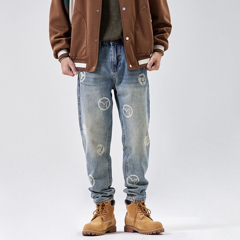 Men's Clothing High Street Loose Straight Jeans Men's Daddy Pants Tapered Long Pants_mkmklike.com