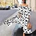 Women's dress strapless polka dot casual bohemian long dress slimming dress_mkmklike.com