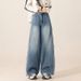 Women's Clothing Light Blue Wide Leg Jeans New Style High Waist Design Loose Slim Straight Long Pants_mkmklike.com