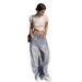 Women's High Waist Wide Leg Jeans - Relaxed Fit Straight Denim Pants With Pockets, Cotton Blend Casual Streetwear For Ladies_mkmklike.com