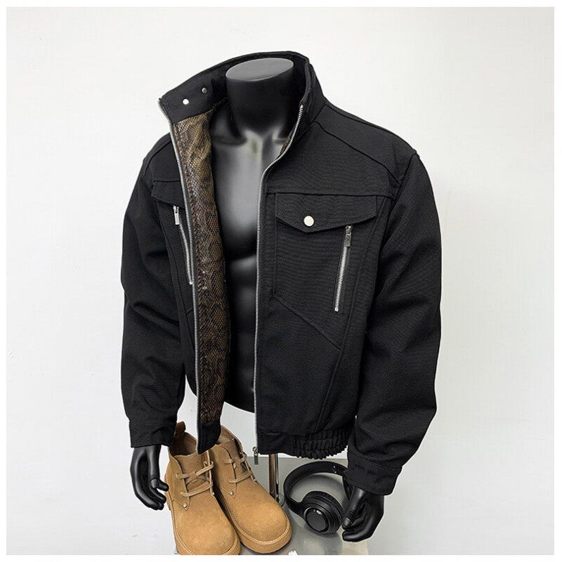 New Spring Snake Year Limited Edition Mountain Python Jacket Heavyweight Short Workwear Coat Men's Fashion Design Top_mkmklike.com