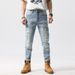 Women's Cropped Ripped Jeans Elastic Waist Loose Fit Korean Style Mid Waist Versatile Harem Style_mkmklike.com