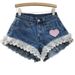 Women's Clothing Slim Stitching Lace Wide Leg A Line Raw Edge Denim Shorts Women's Hot Pants Trend_mkmklike.com