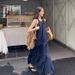 Strap French Style Hanging Neck Denim Dress Women's Design Sense In Summer, Small And Loose, Slimming A-Line Long Skirt_mkmklike.com