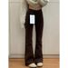 American Brown Flared Jeans For Women, New Style For Fat Mm, Large Size, Pear Shaped Figure, High Waist, Slim Fit And Stretch Trousers_mkmklike.com
