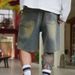 Men's Clothing Summer Men's Denim Shorts High Street Distressed Casual Loose Fit Non-Stretch Five Pocket Mid-Length Trendy Style_mkmklike.com