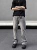 Men's Clothing High Street Washed Gray Straight Tube Slightly Flared Cleanfit Pants Trendy_mkmklike.com