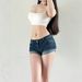 Women's Slim Fit Low Rise Stretch Denim Shorts Super Short Washed Summer Thin Rolled up Sexy And Flattering_mkmklike.com