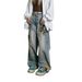 Vintage High Waist Flared Jeans Distressed Denim for Women And Men Retro Streetwear Style Light Blue S-3XL Trendy Classic Fit_mkmklike.com