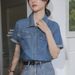 Chicco French Retro Denim Short Sleeve Shirt For Women Summer 2024 New Petite Elegant Top Niche Artistic_mkmklike.com