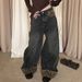 Trendy Patchwork Y2K Retro Leopard Print Wide-Leg Jeans For Women, Versatile Niche American Style Loose Straight Pants_mkmklike.com
