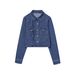 Women's Denim Short Jacket - Stylish Urban Outerwear For Casual & Office Wear (XS/S/M/L, Blue)_mkmklike.com