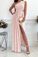 Women's Clothing long skirt sleeveless oblique shoulder hollow slit dress _mkmklike.com