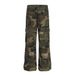 Camouflage Cargo Men Multi-Pocket Pleated Design Vibe Streetwear Distressed Frayed Flared Pants_mkmklike.com