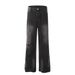 Wasteland Style Frayed Vintage Raw Hem Denim Men's Punk Street Fashion Beggar Spray Painted Ripped Straight Loose Pants_mkmklike.com