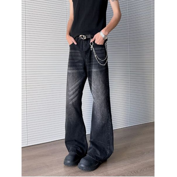 High-quality Foreign Trade Unbranded Harajuku New WAashed Cat Whisker Mopping The Floor Slightly Pull Jeans Men's Straight Ins Simple_mkmklike.com
