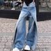 American Retro Two-way Straight-leg Jeans Women, New Trendy High-waisted Loose Slimming Wide-leg Pants For Fashionable_mkmklike.com