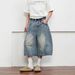 Men's Clothing Unisex Retro Washed Scimitar Cropped Jeans American Street Style Loose Wide Leg Hip Hop Shorts_mkmklike.com