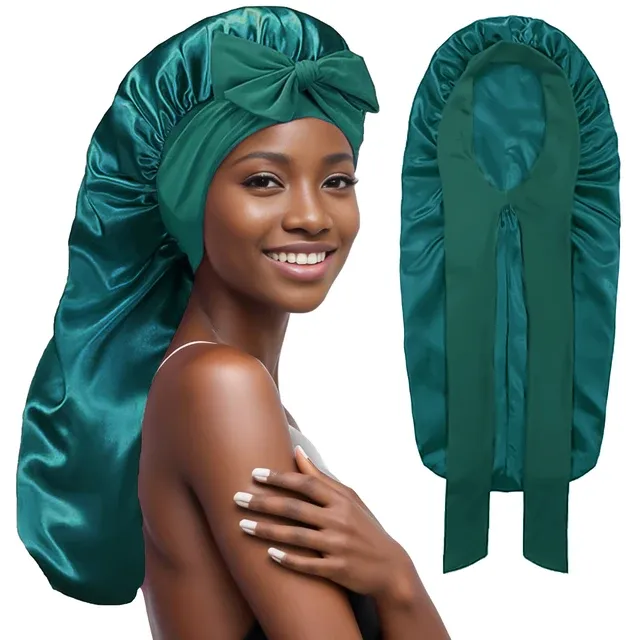 Hot Sale Women's Fashion Bonnet Long Edition Silk Smooth Colored Ding Elastic Comfortable Personalized Casual Sleeping Hat_mkmklike.com