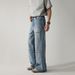 Men's Clothing Retro Loose Fitting Flared Jeans For Men American High Street Fashionable Trendy Design Long Pants Cool Rebellious Vibe New Style_mkmklike.com