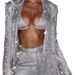 Women's Clothing 2024 new solid color sequins fashionable sexy casual shirt underwear straight pants three piece set_mkmklike.com