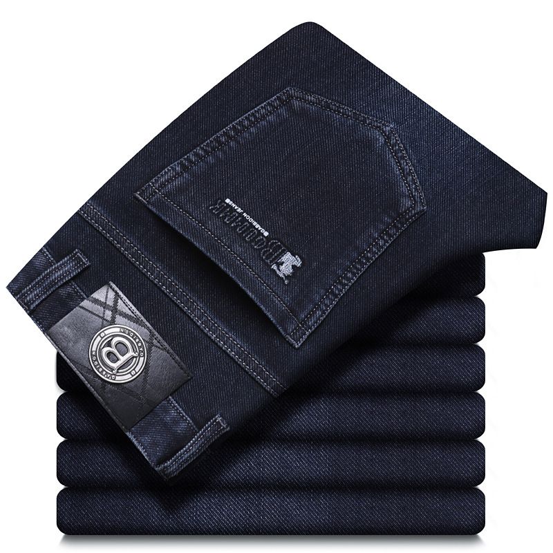 Men's Clothing Slim Fit Jeans Light Luxury Trendy Personalized Embroidered Casual Long Pants Versatile Straight Leg Thin Style_mkmklike.com