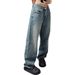 European And American Foreign Trade Cross-border Supply: Plus-size Low-waist Wide-leg Printed Vintage Loose-fit Women's_mkmklike.com