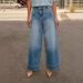 Women's High Waist Straight Leg Jeans - Stretchy Wide Fit Denim Pants With Vintage Wash, Slimming & Comfortable, Sizes S-XXL_mkmklike.com