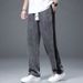 Summer Tencel Jeans For Men, Wrinkle-Resistant, Draped, Casual Ice Silk Men's Loose Straight Wide-Leg Long Pants,_mkmklike.com