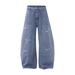 Loose Wide-Leg Distressed Knife Blade Workwear Long Pants Design Sense Versatile Washed Ripped Oversized Jeans For Men_mkmklike.com