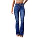 "Women's Retro Stretch Flared Jeans – Vintage Washed Denim, Comfortable Bootcut Trousers For Casual Street Style"_mkmklike.com