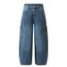 Retro High Street Curved Blade Jeans Men's Loose Wide Leg Pants Leopard Print Patchwork New Design American Style 2026_mkmklike.com