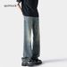 BOY American Style Men's Jeans Washed Vintage Cleanfit Spring Autumn Trendy High Street Loose Straight Pants_mkmklike.com