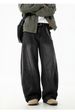 Split Structure Retro Washed Scimitar Jeans Men's Autumn Trendy Brand Silhouette Loose Casual Straight Trousers_mkmklike.com