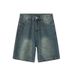 Men's Summer Retro Distressed Blue Denim Shorts Loose Straight Versatile Hot Pants Trendy American Style_mkmklike.com