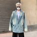 Denim Top Spring/Autumn New Vintage Unique Design Loose Suit Collar Jacket_mkmklike.com