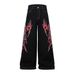 Design Sense Thorn Embroidery Pattern Wide-Leg Denim Men's Niche Hip-Hop Trend Large Flare Loose Floor-Length Pants_mkmklike.com