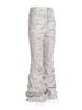 Unisex Distressed White Flared Jeans High Street Style Loose Fit Slimming Straight Leg Floor Length_mkmklike.com