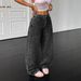 Vintage High-Waisted Jeans – 90s Retro Straight Leg (Black, Non-Stretch Cotton, Unisex Fit S-XL, Washed & Embroidered Detail)_mkmklike.com